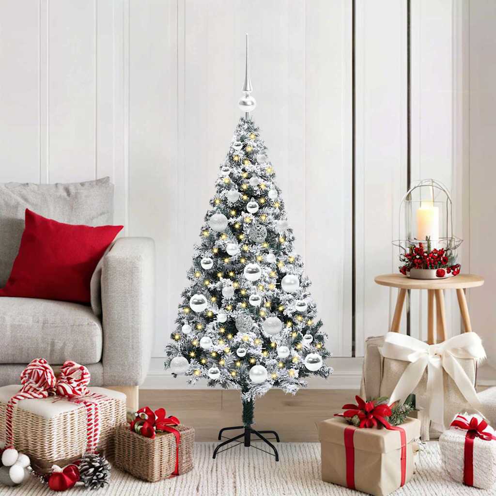 Künstlicher Weihnachtsbaum mit 150 LEDs mit Ständer Weiß 120 cm