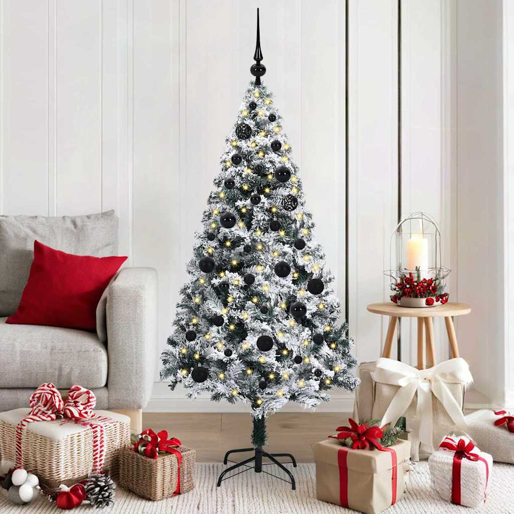 Künstlicher Weihnachtsbaum mit 150 LEDs mit Ständer Weiß 150 cm