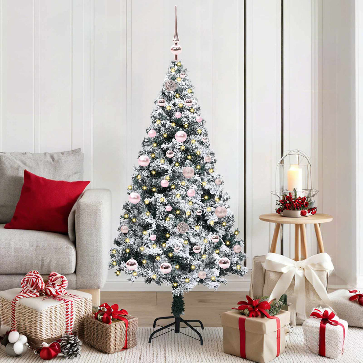 Künstlicher Weihnachtsbaum mit 150 LEDs mit Ständer Weiß 150 cm
