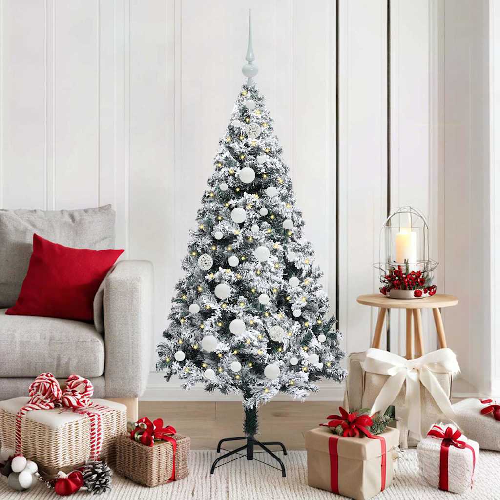 Künstlicher Weihnachtsbaum mit 150 LEDs mit Ständer Weiß 150 cm
