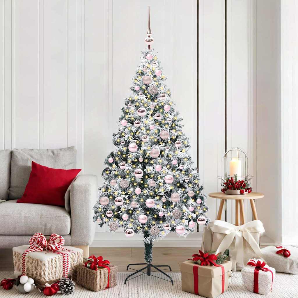 Künstlicher Weihnachtsbaum mit 300 LEDs mit Ständer Weiß 180 cm