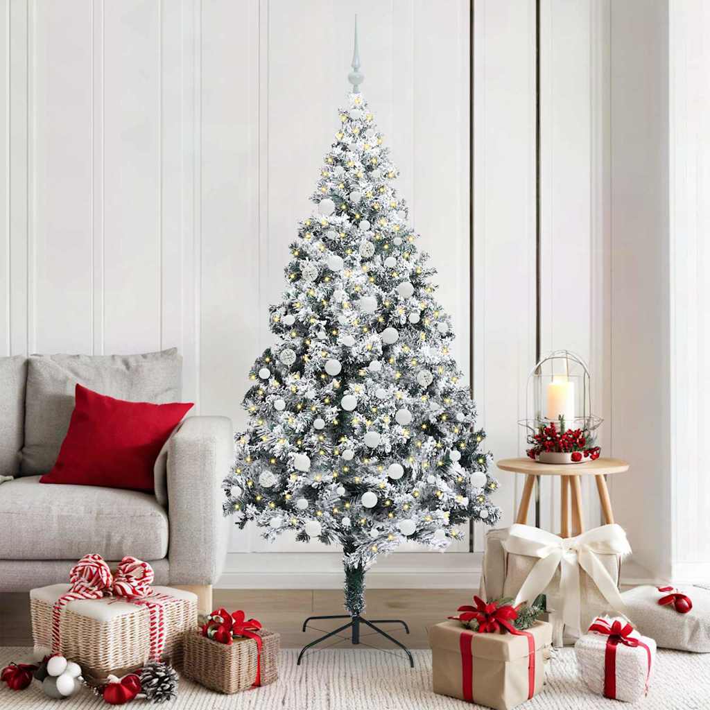 Künstlicher Weihnachtsbaum mit 300 LEDs mit Ständer Weiß 180 cm
