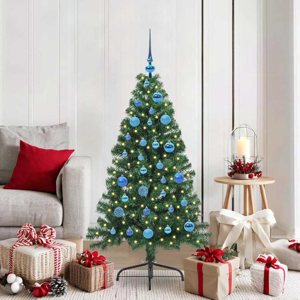 Künstlicher vorbeleuchteter Weihnachtsbaum Grün 150 cm PVC