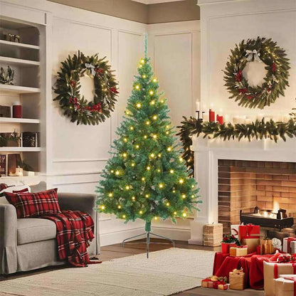 Künstlicher vorbeleuchteter Weihnachtsbaum Grün 180 cm PVC