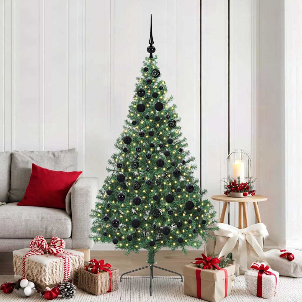 Künstlicher vorbeleuchteter Weihnachtsbaum Grün 180 cm PVC