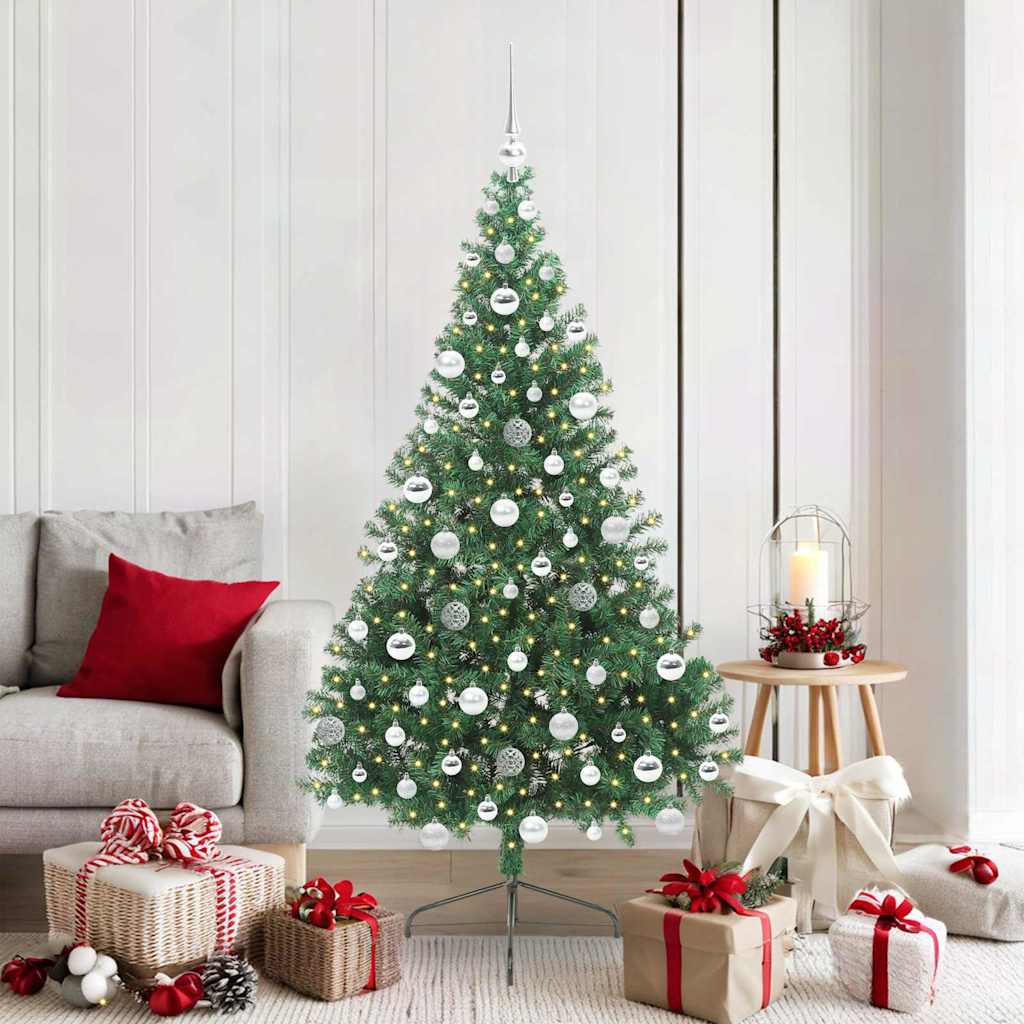 Künstlicher vorbeleuchteter Weihnachtsbaum Grün 180 cm PVC
