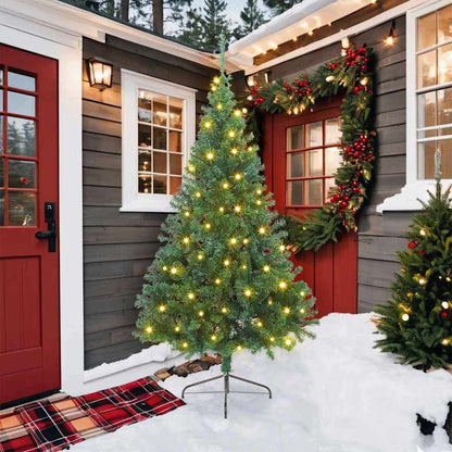 Künstlicher vorbeleuchteter Weihnachtsbaum Grün 210 cm PVC
