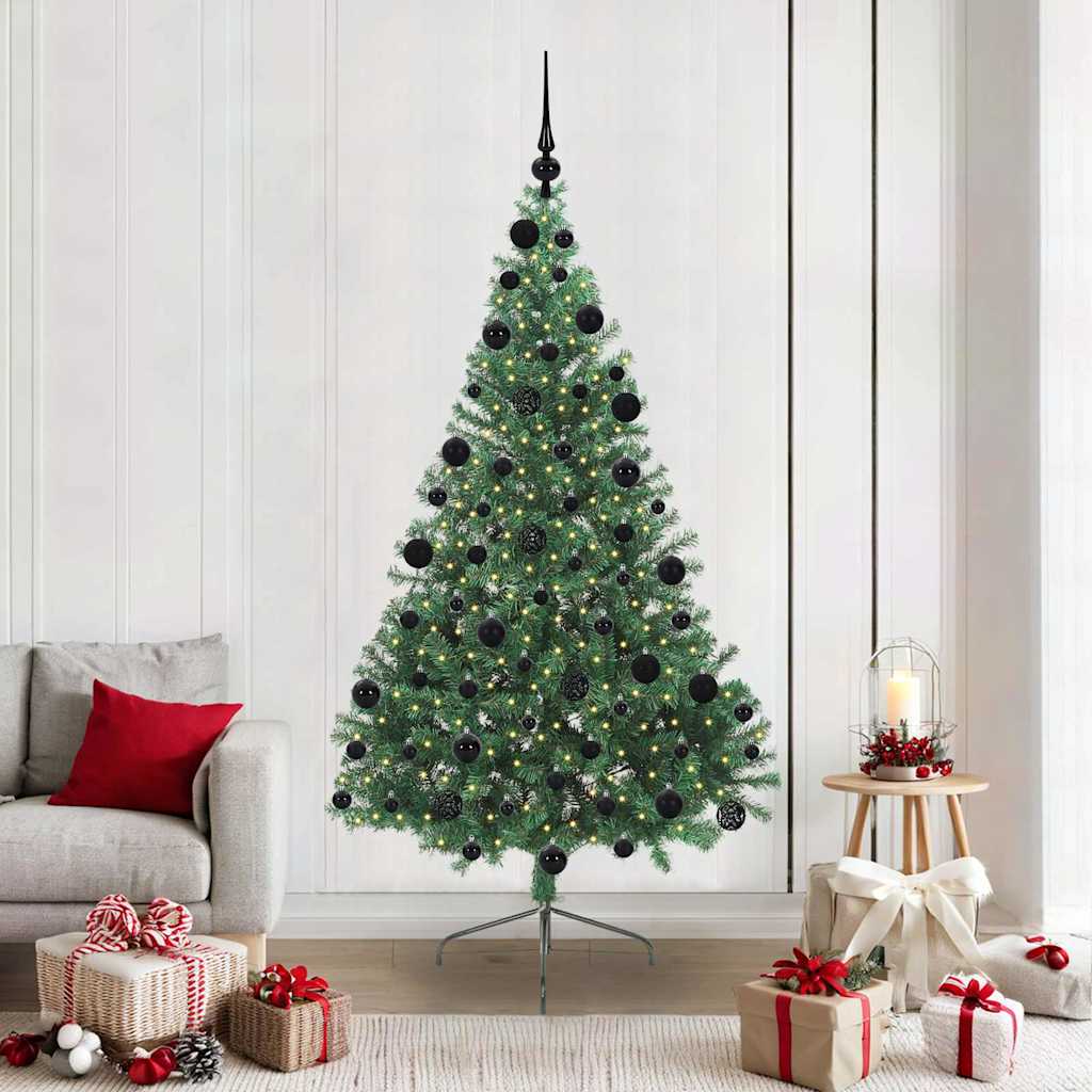 Künstlicher vorbeleuchteter Weihnachtsbaum Grün 210 cm PVC