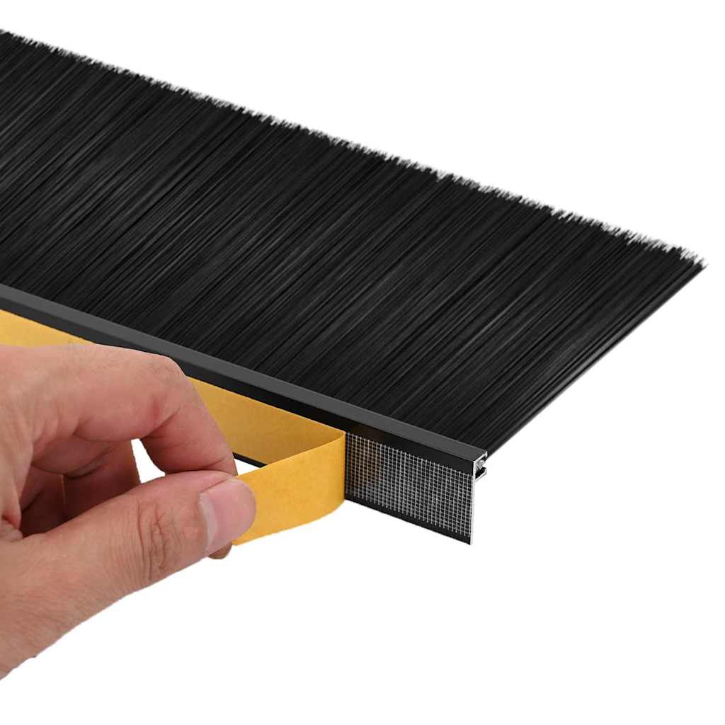 Selbstklebende Türbürstendichtungen 2 stk. Schwarz 100 cm