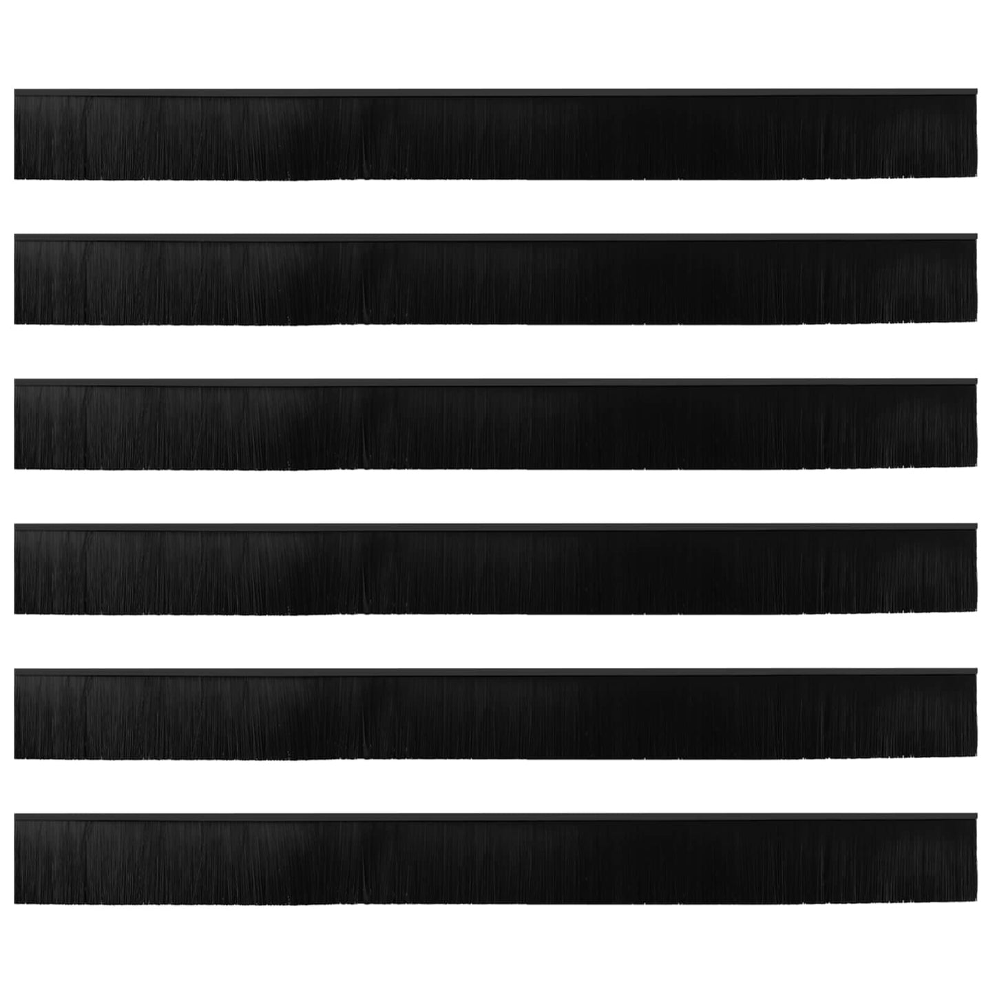Selbstklebende Türbürstendichtungen 6 stk. Schwarz 100 cm