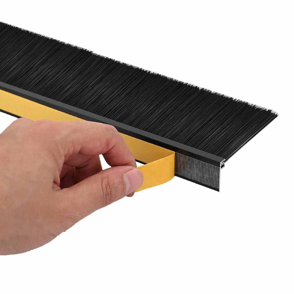 Selbstklebende Türbürstendichtungen 12 Stk. Schwarz 100 cm