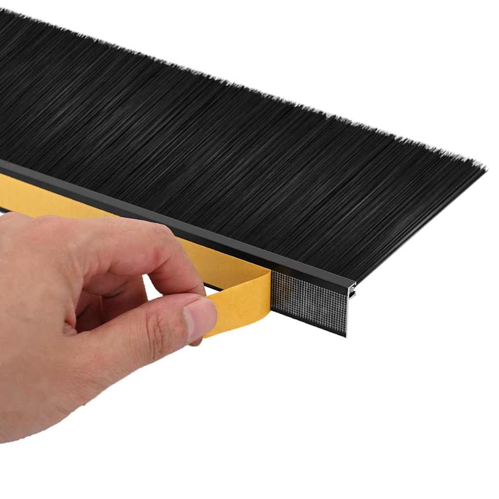 Selbstklebende Türbürstendichtungen 12 Stk. Schwarz 100 cm