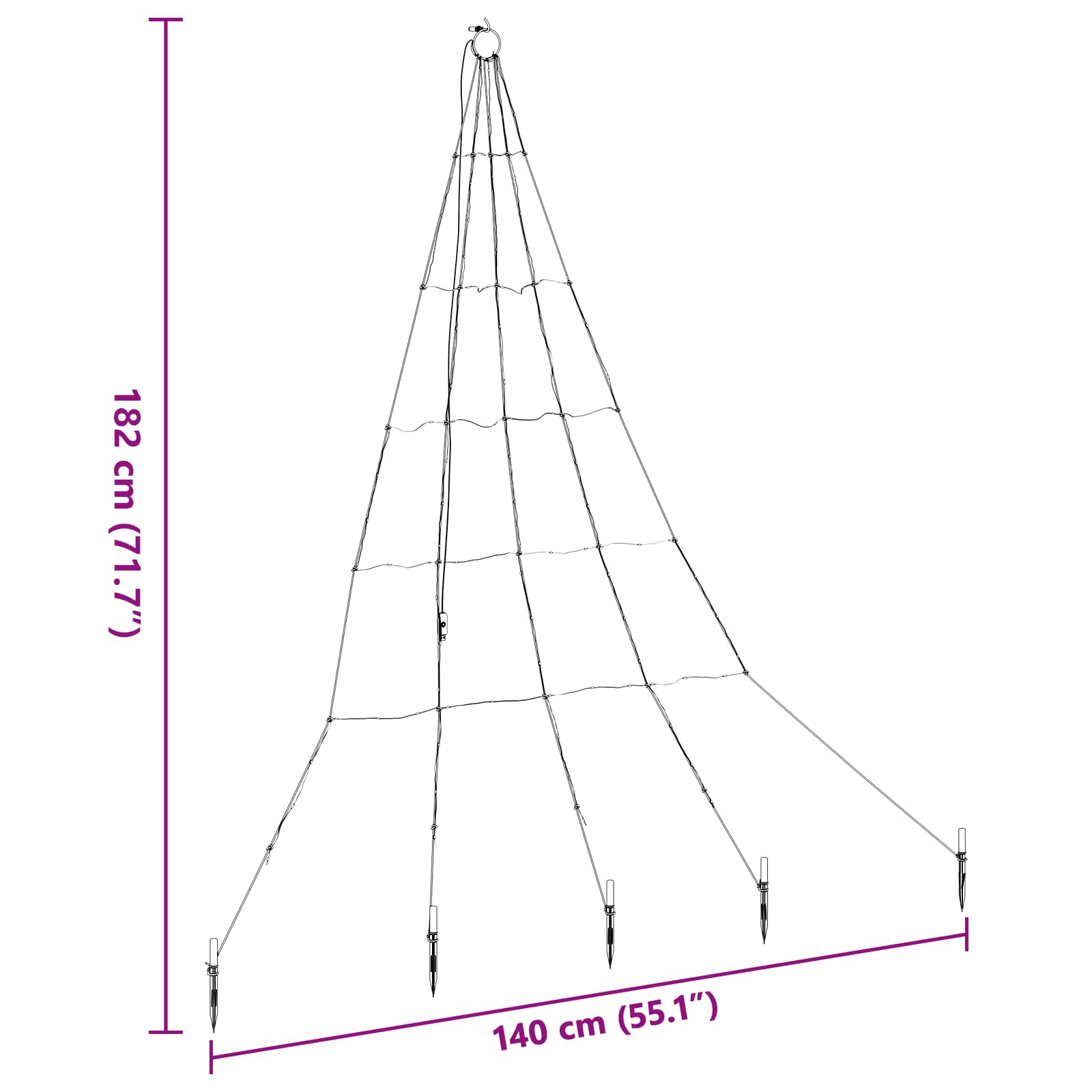 LED Weihnachtsbaum mit Erdspießen Mehrfarbig 182 cm Metall