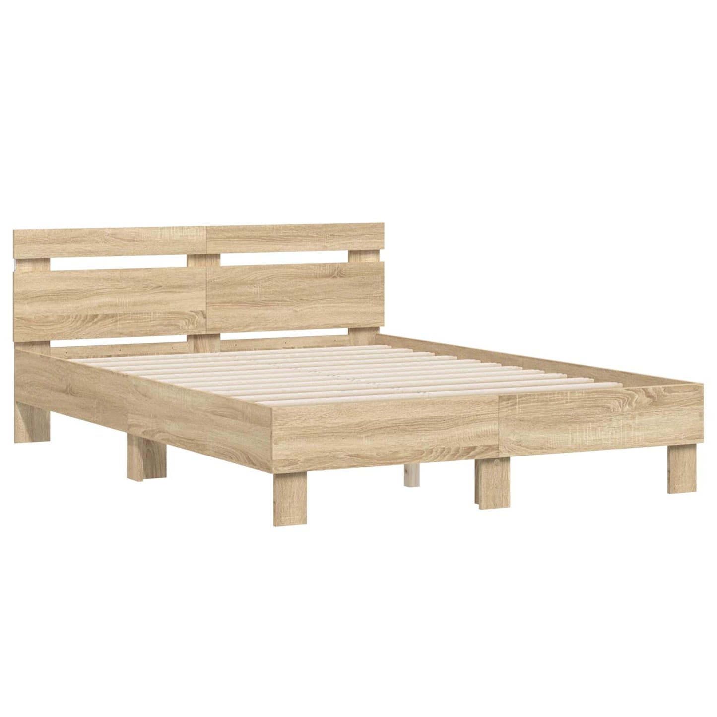 Bettrahmen mit LED Sonoma 137 x 190 cm Holzwerkstoff