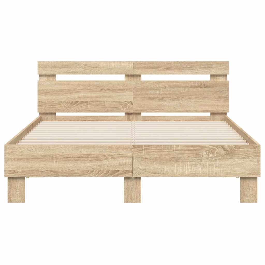Bettrahmen mit LED Sonoma 137 x 190 cm Holzwerkstoff