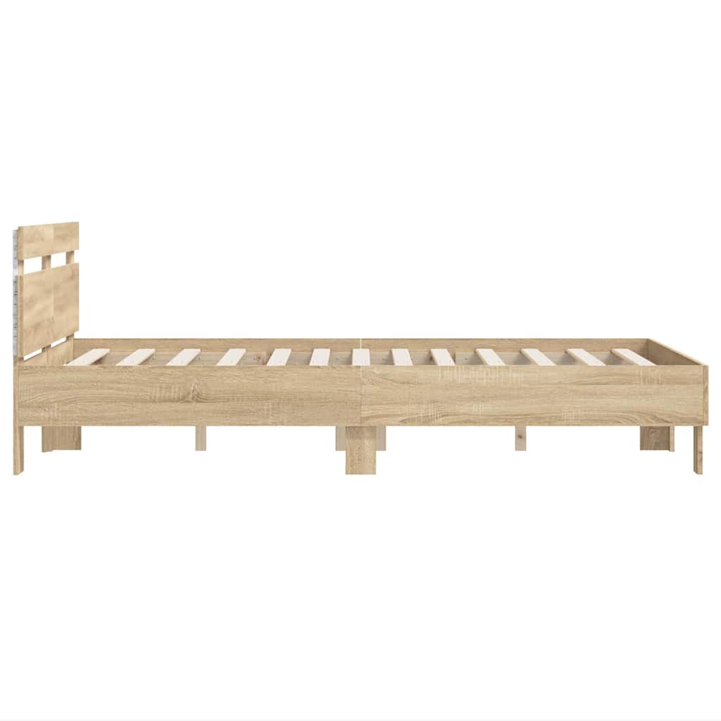 Bettrahmen mit LED Sonoma 137 x 190 cm Holzwerkstoff