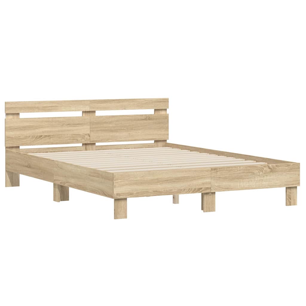 Bettrahmen mit LED Sonoma 152 x 203 cm Holzwerkstoff