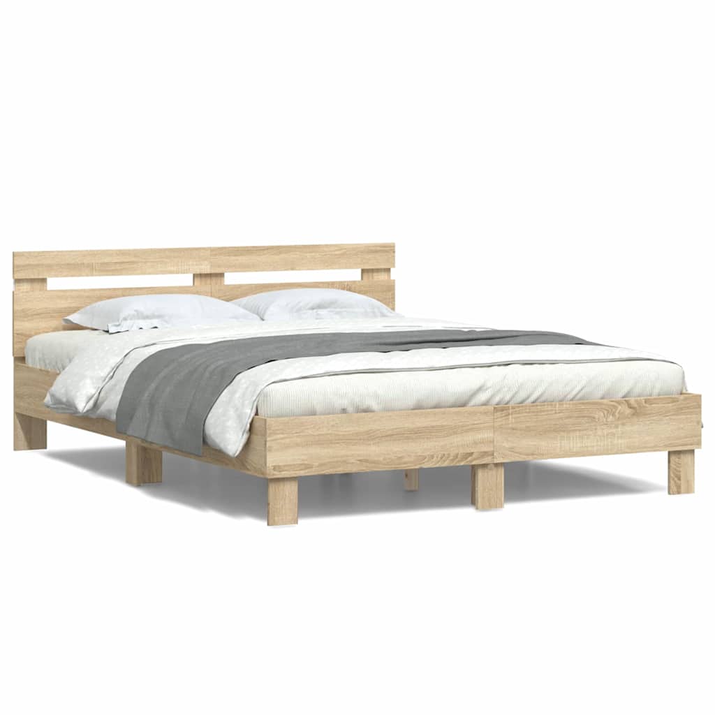 Bettrahmen mit LED Sonoma 152 x 203 cm Holzwerkstoff