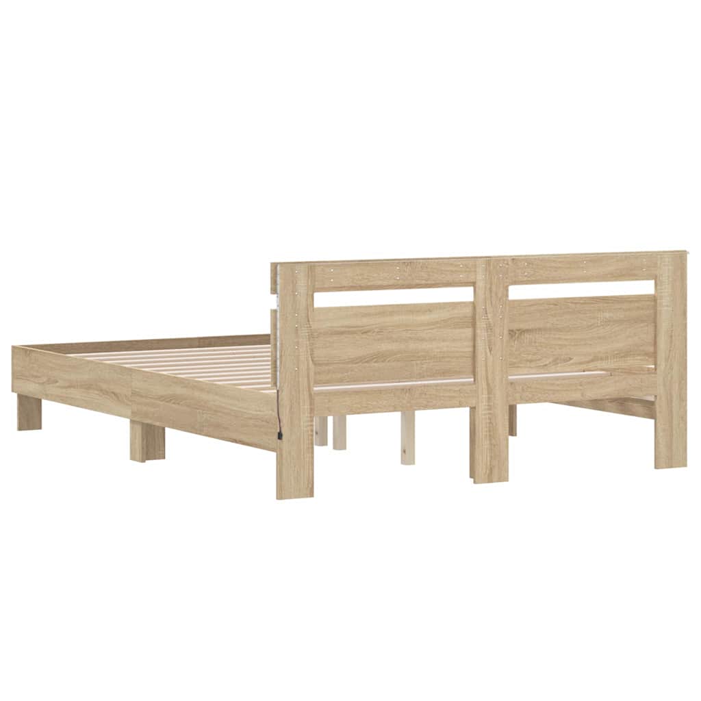 Bettrahmen mit LED Sonoma 152 x 203 cm Holzwerkstoff
