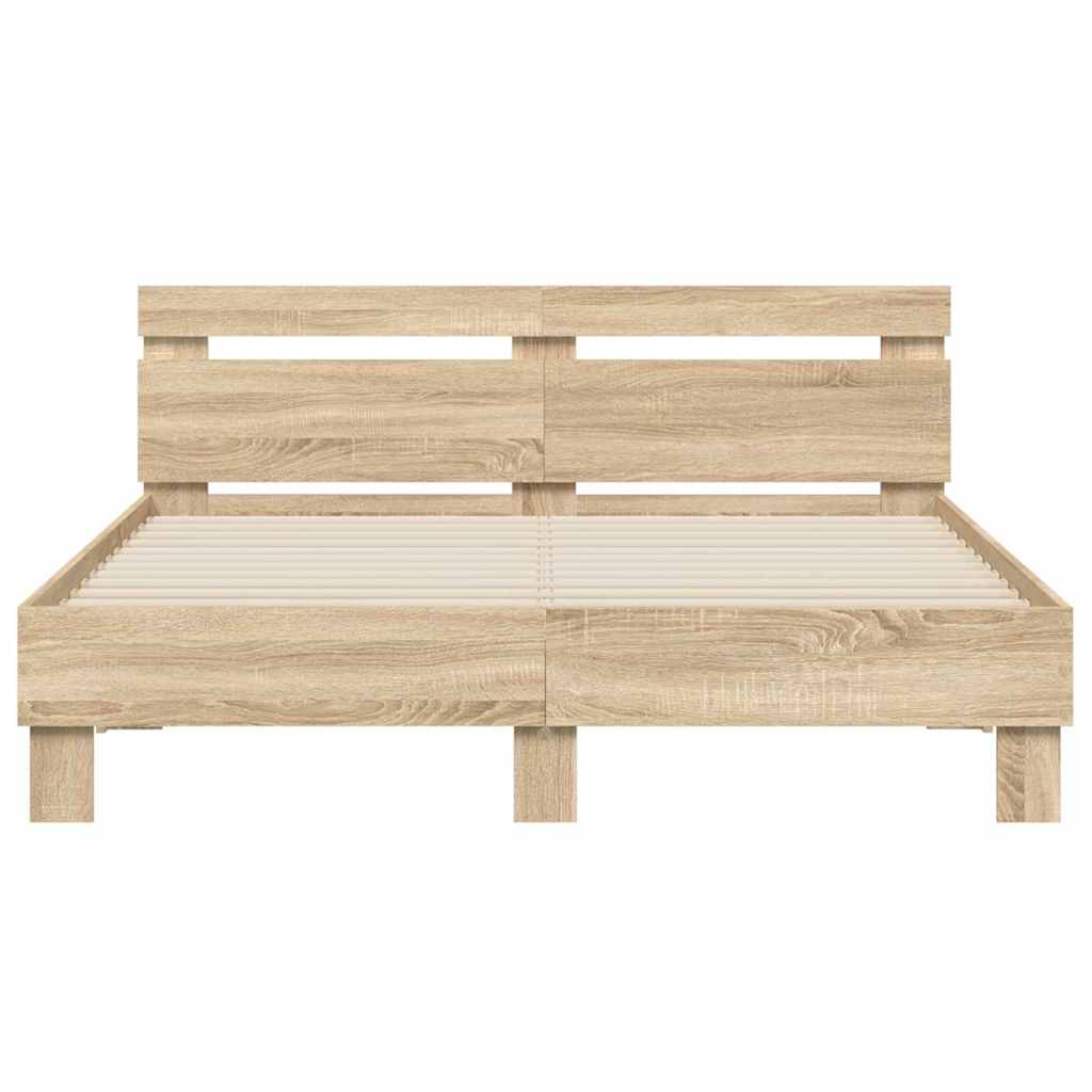Bettrahmen mit LED Sonoma 152 x 203 cm Holzwerkstoff