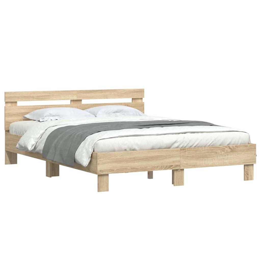 Bettrahmen mit LED Sonoma 152 x 203 cm Holzwerkstoff