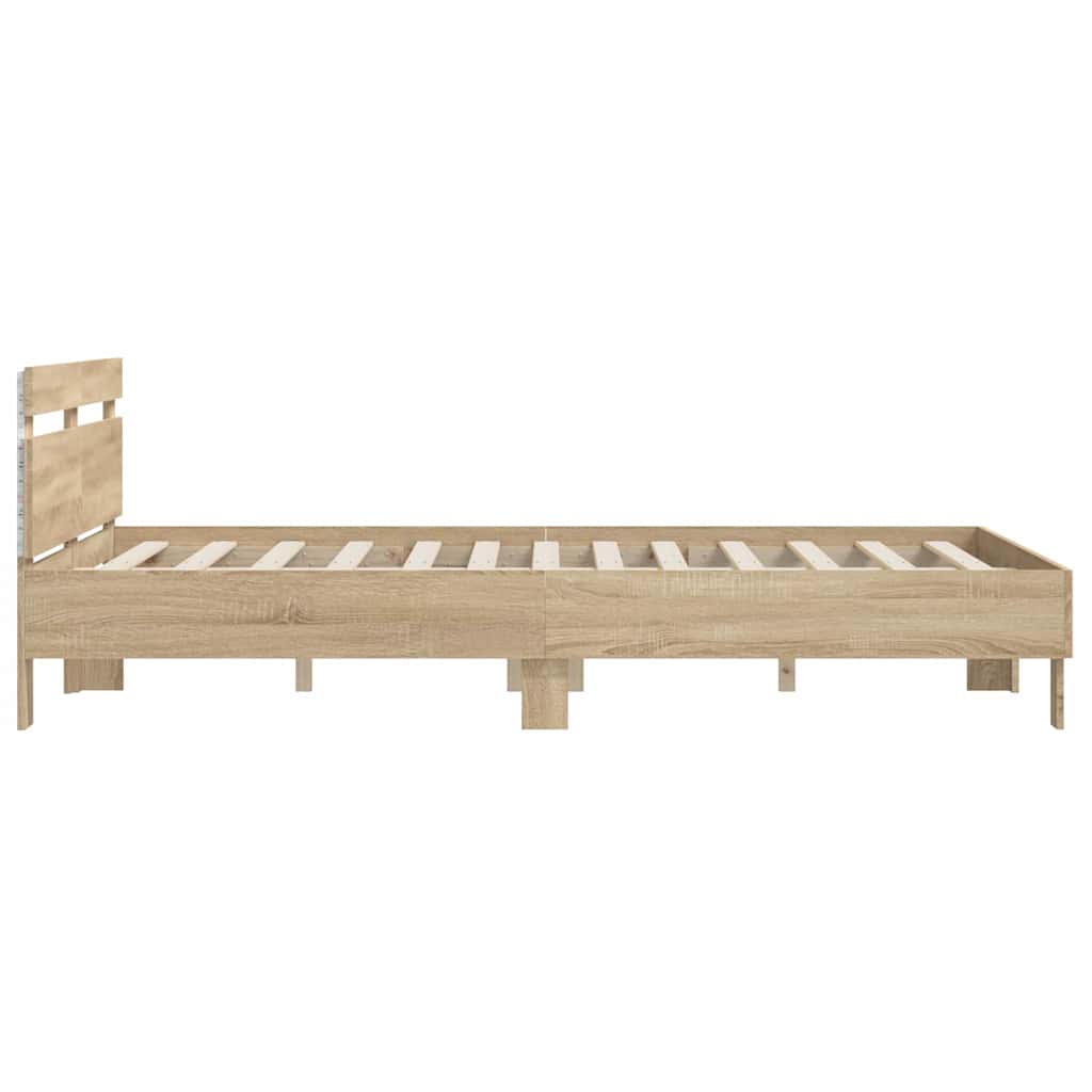 Bettrahmen mit LED Sonoma 152 x 203 cm Holzwerkstoff