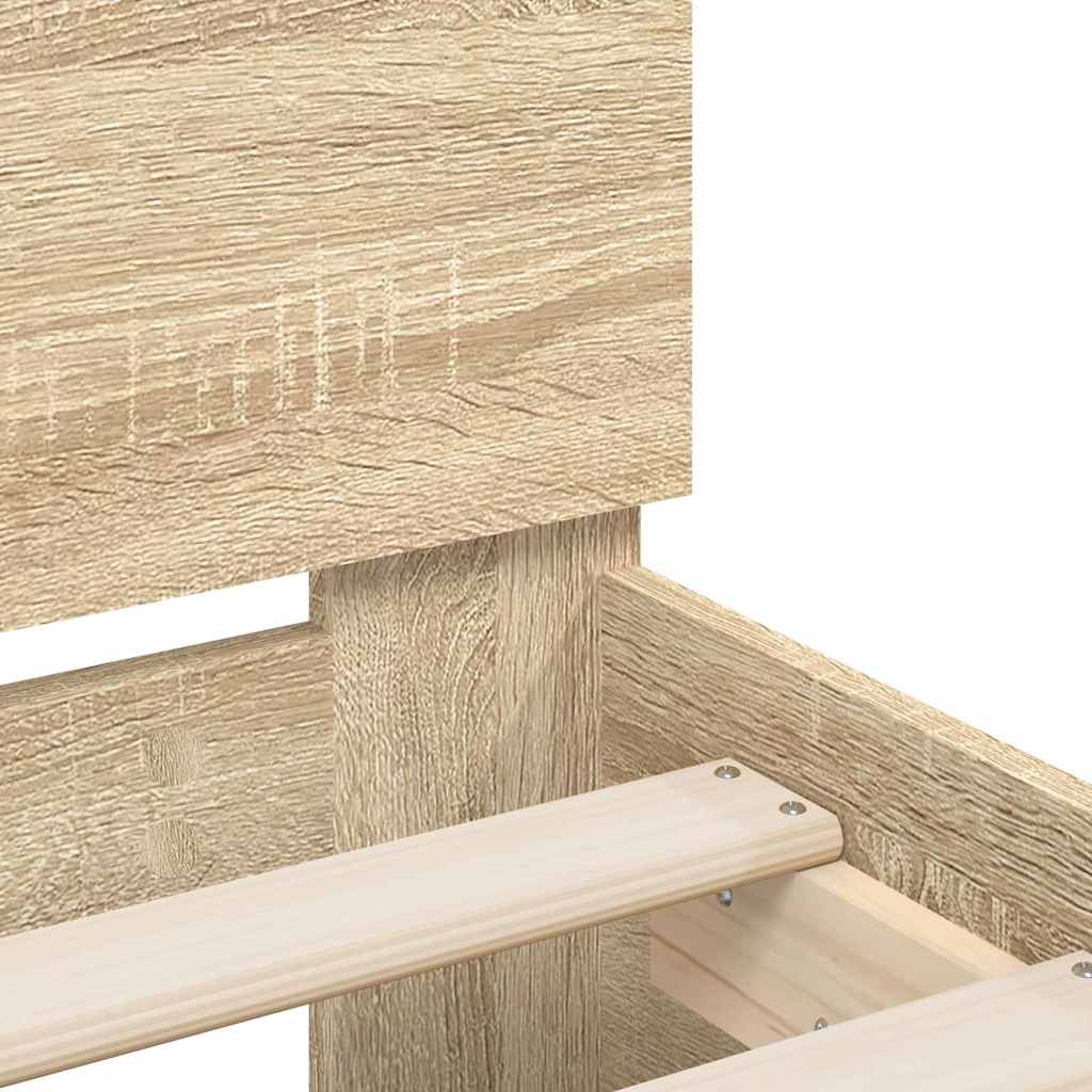 Bettrahmen mit LED Sonoma 193 x 203 cm Holzwerkstoff