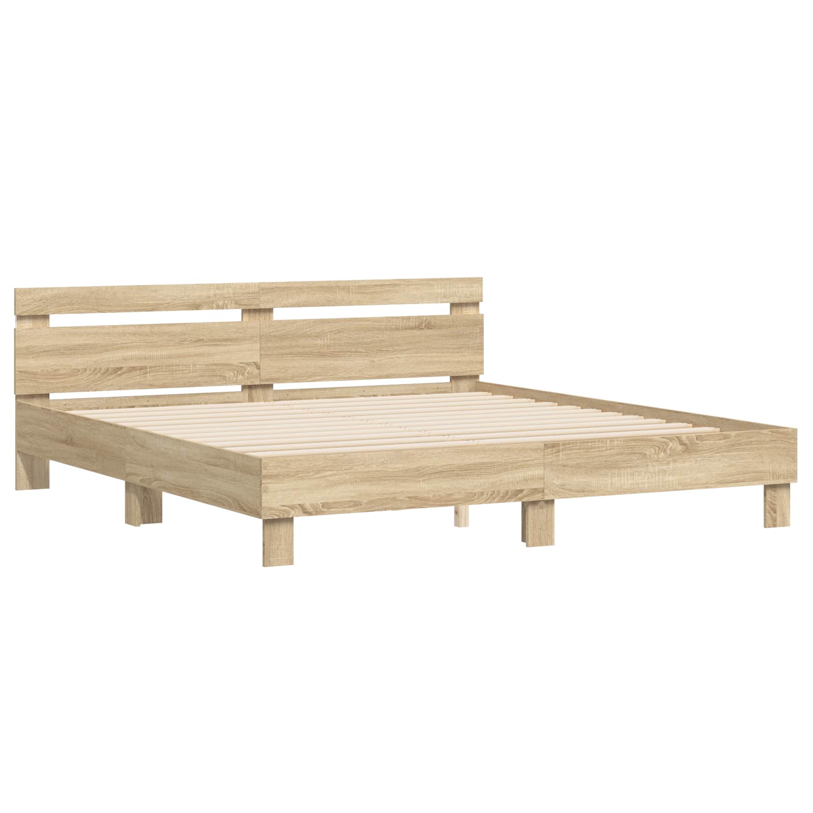 Bettrahmen mit LED Sonoma 193 x 203 cm Holzwerkstoff
