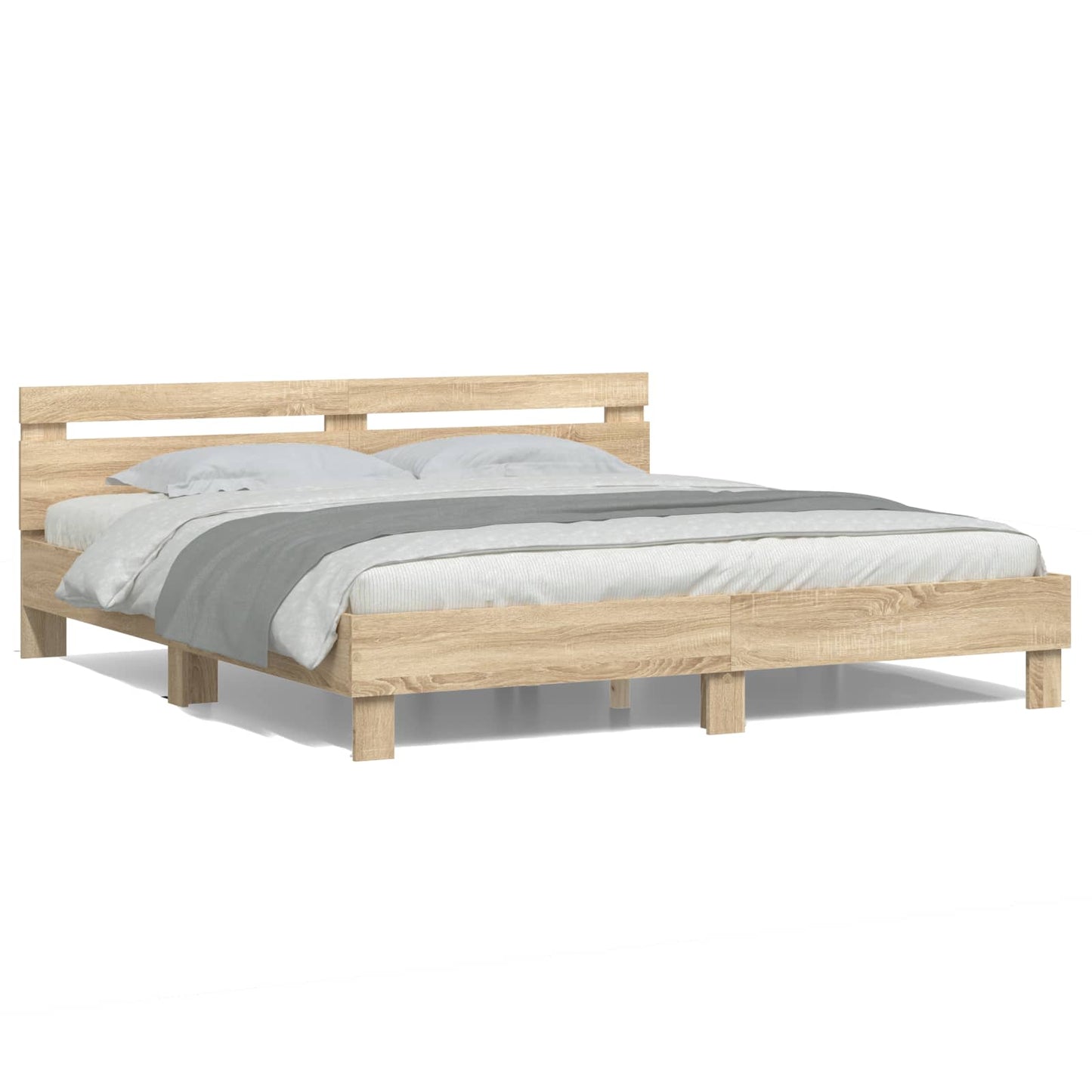 Bettrahmen mit LED Sonoma 193 x 203 cm Holzwerkstoff