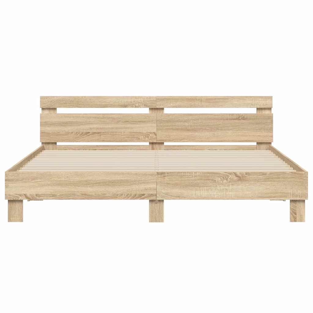 Bettrahmen mit LED Sonoma 193 x 203 cm Holzwerkstoff