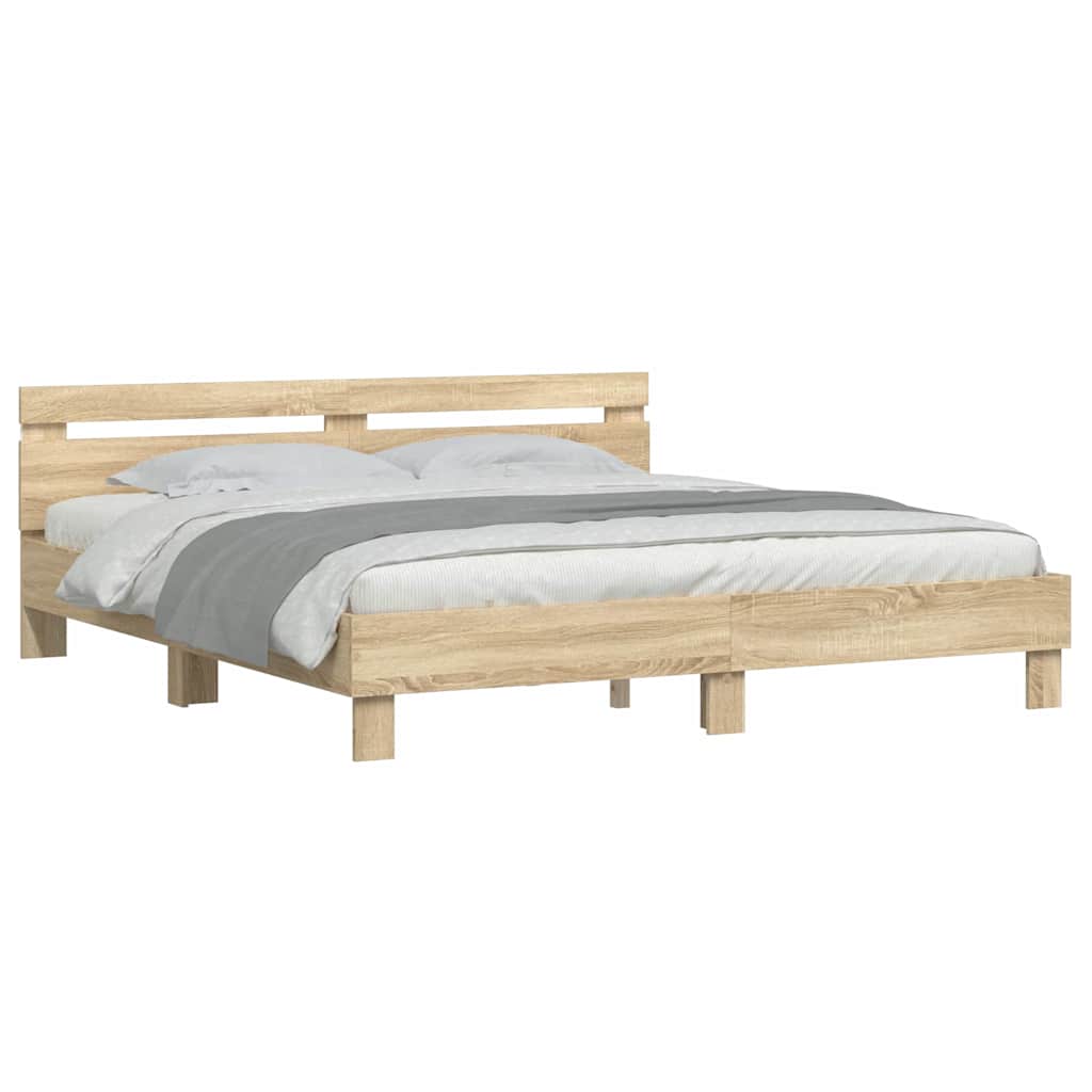 Bettrahmen mit LED Sonoma 193 x 203 cm Holzwerkstoff