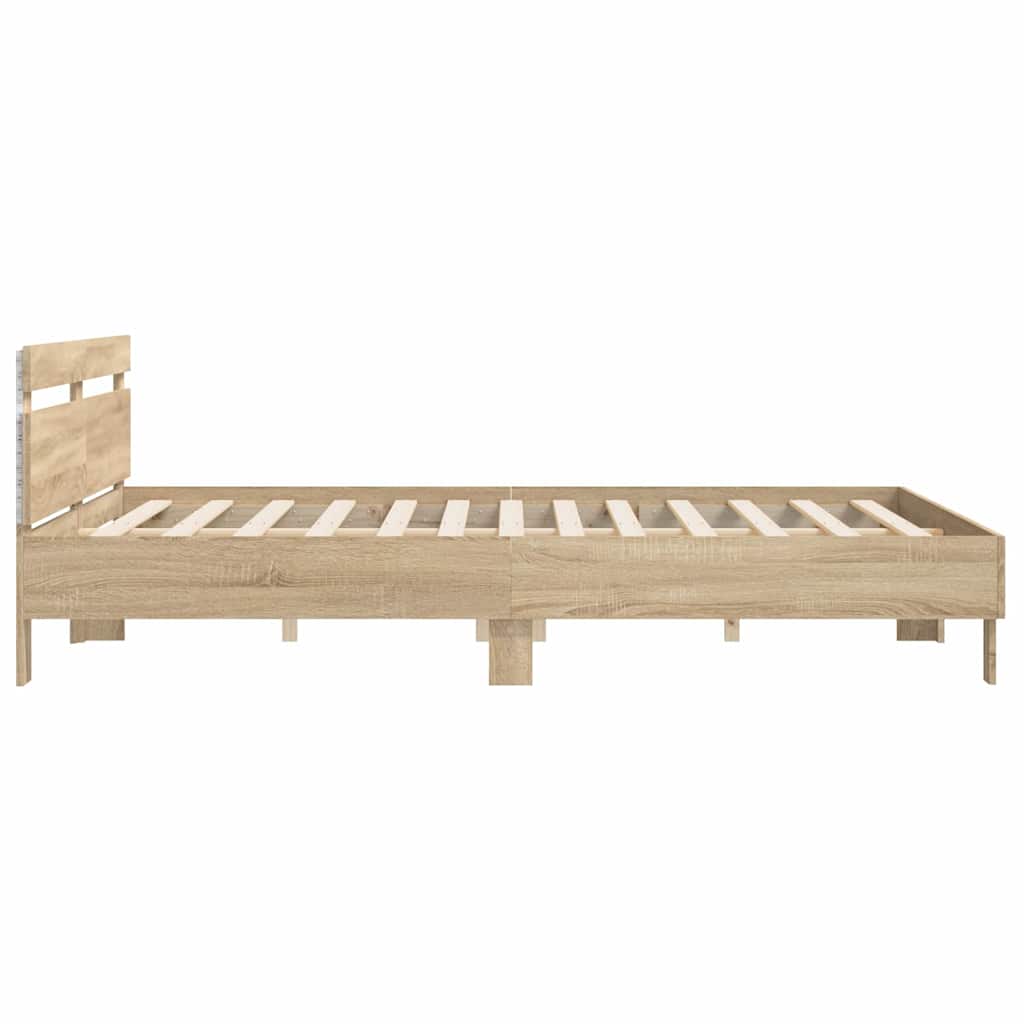 Bettrahmen mit LED Sonoma 193 x 203 cm Holzwerkstoff
