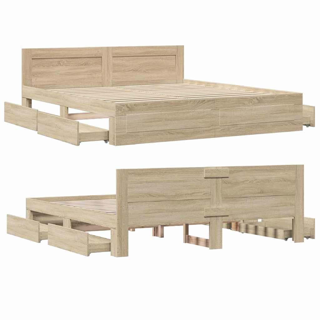Bettrahmen Sonoma 193 x 203 cm Holzwerkstoff