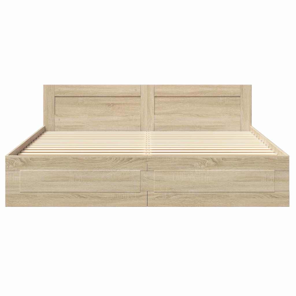 Bettrahmen mit Schubladen Sonoma 193 x 203 cm Holzwerkstoff