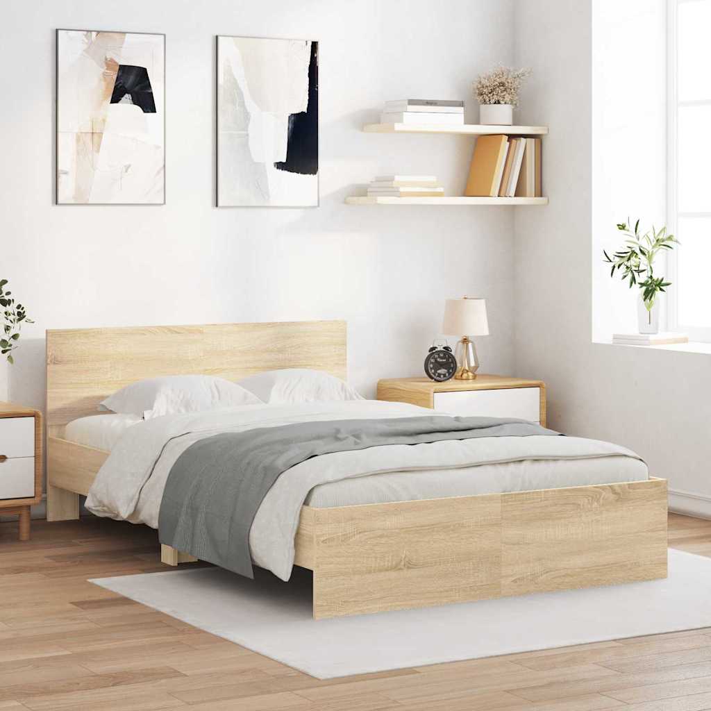 Bettgestell mit Kopfteil Sonoma 137 x 190 cm Holzwerkstoff