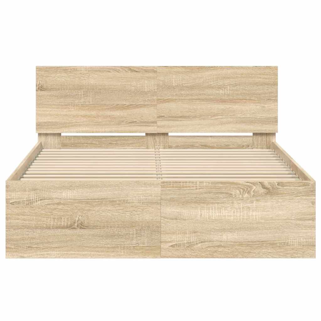 Bettgestell mit Kopfteil Sonoma 137 x 190 cm Holzwerkstoff
