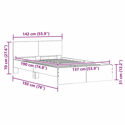 Bettgestell mit Kopfteil Sonoma 137 x 190 cm Holzwerkstoff