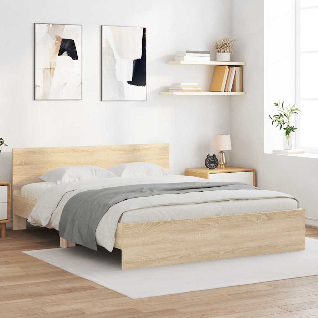 Bettgestell mit Kopfteil Sonoma 152 x 203 cm Holzwerkstoff