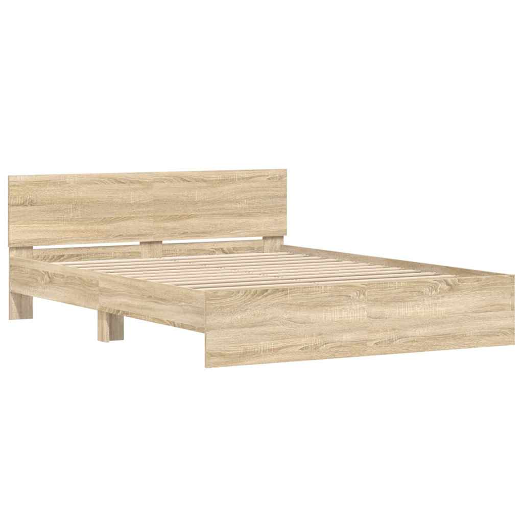 Bettgestell mit Kopfteil Sonoma 152 x 203 cm Holzwerkstoff