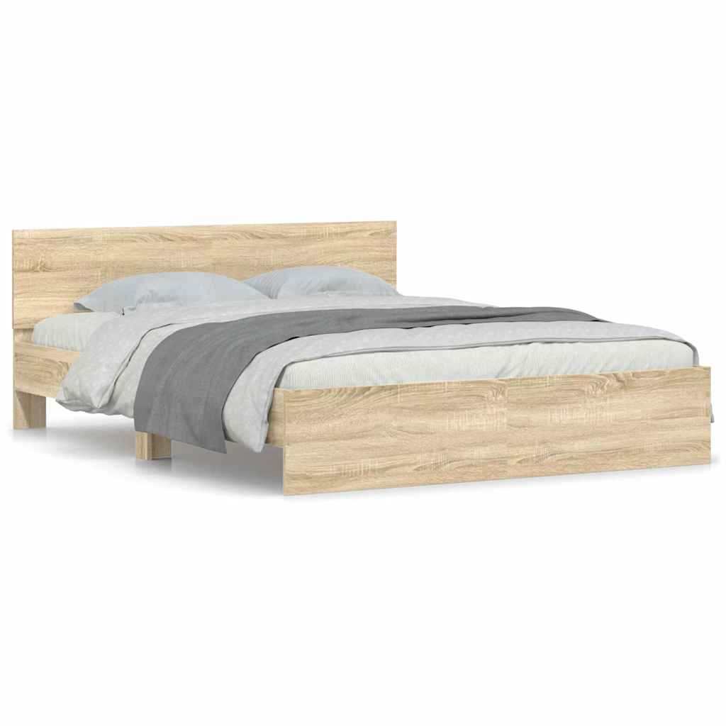 Bettgestell mit Kopfteil Sonoma 152 x 203 cm Holzwerkstoff