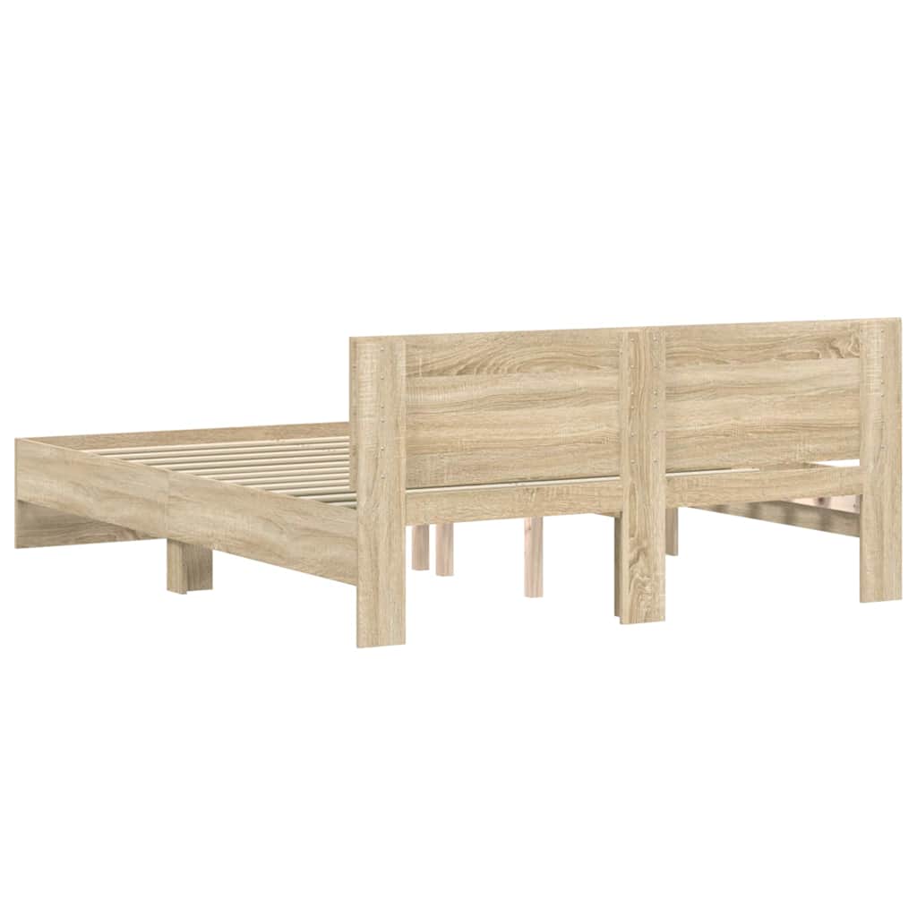 Bettgestell mit Kopfteil Sonoma 152 x 203 cm Holzwerkstoff