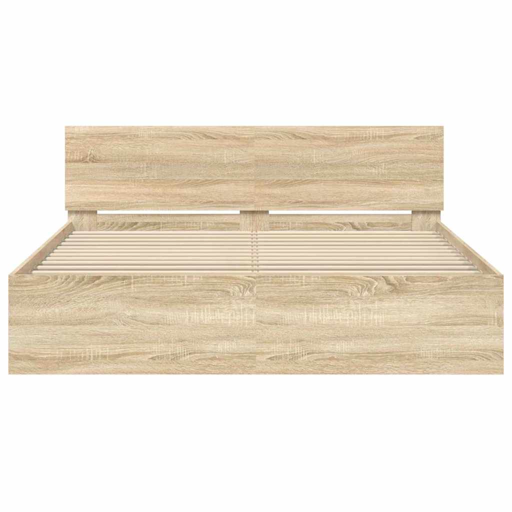 Bettgestell mit Kopfteil Sonoma 152 x 203 cm Holzwerkstoff