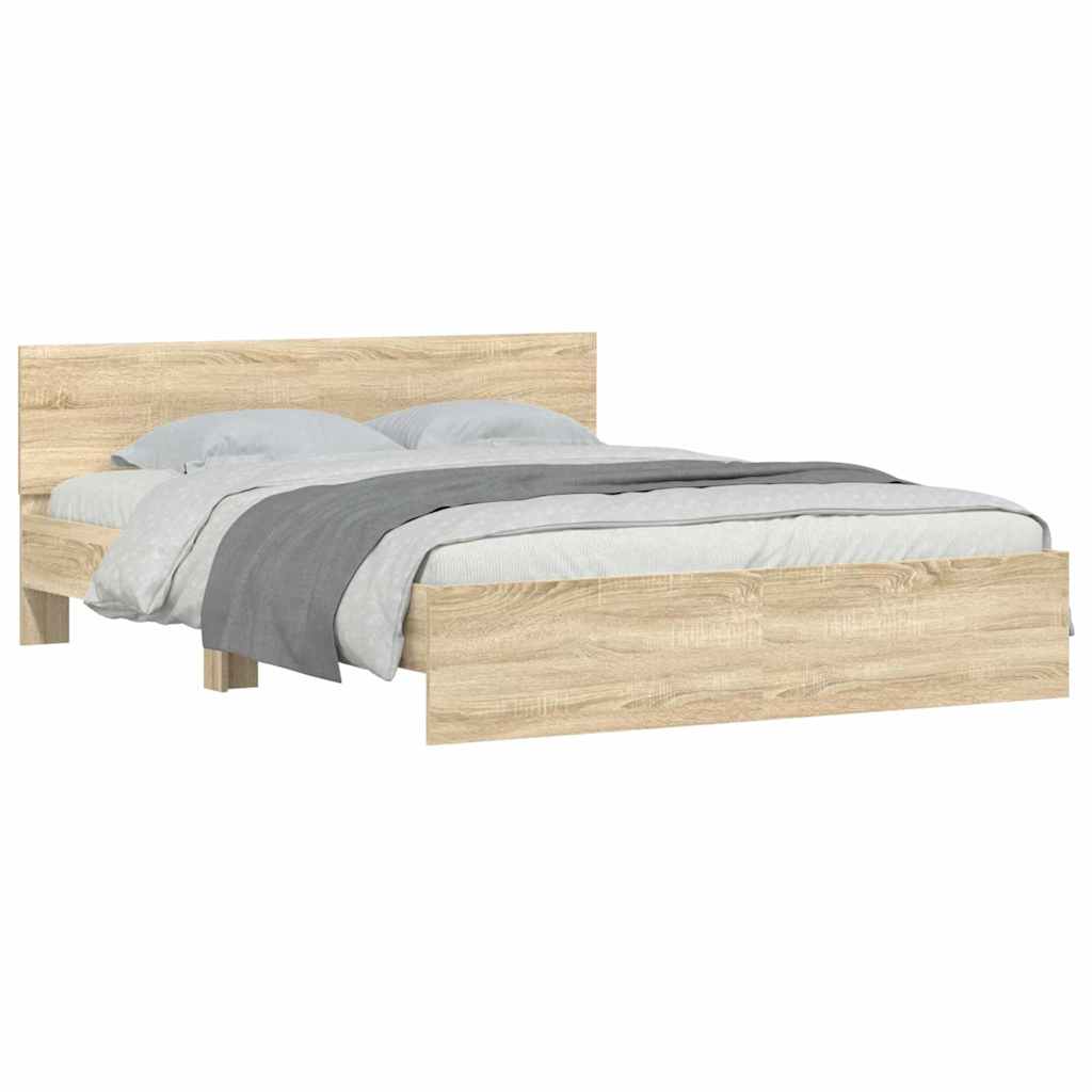 Bettgestell mit Kopfteil Sonoma 152 x 203 cm Holzwerkstoff