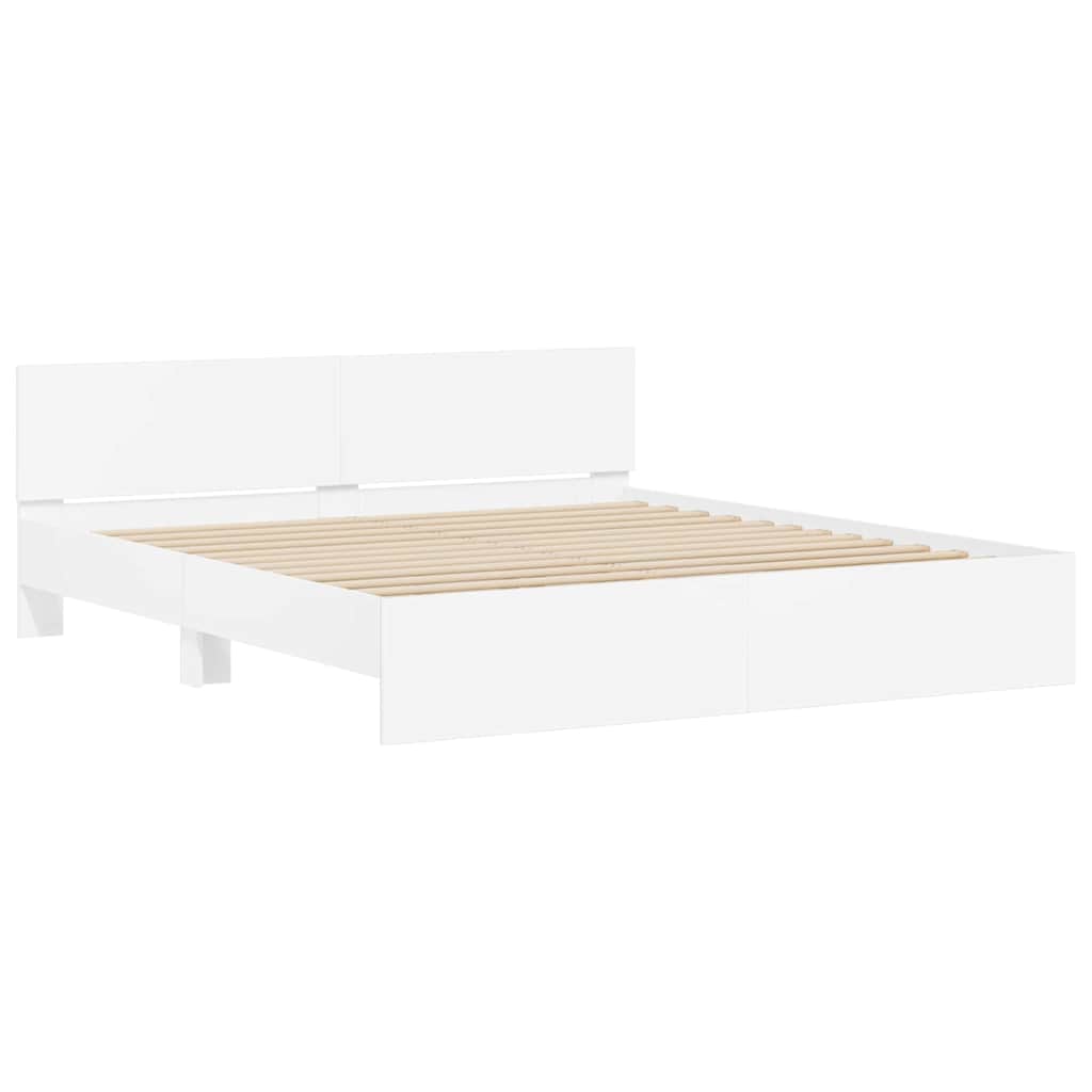 Bettgestell mit Kopfteil Weiß 137 x 190 cm Holzwerkstoff