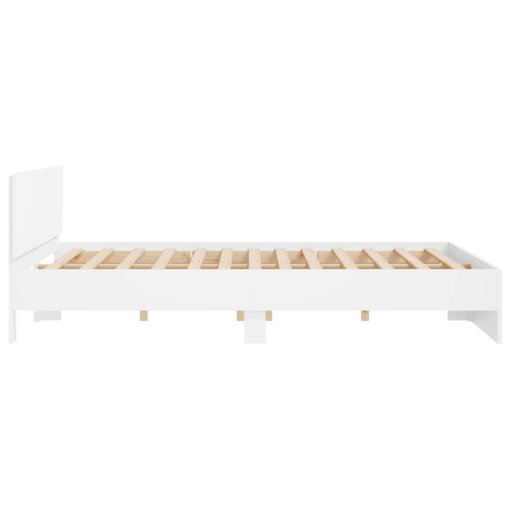 Bettgestell mit Kopfteil Weiß 137 x 190 cm Holzwerkstoff