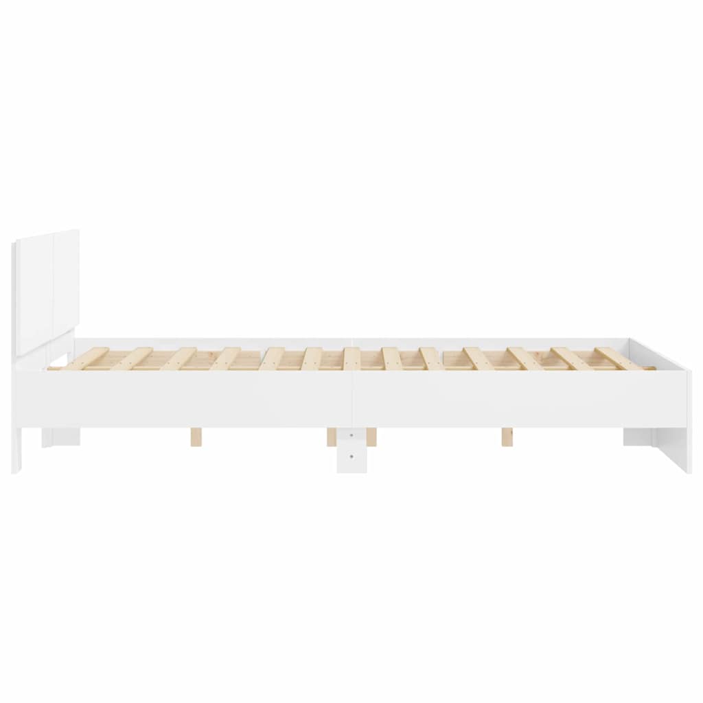 Bettgestell mit Kopfteil Weiß 152 x 203 cm Holzwerkstoff