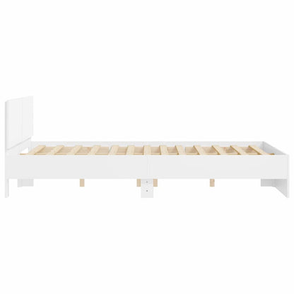 Bettgestell mit Kopfteil Weiß 152 x 203 cm Holzwerkstoff