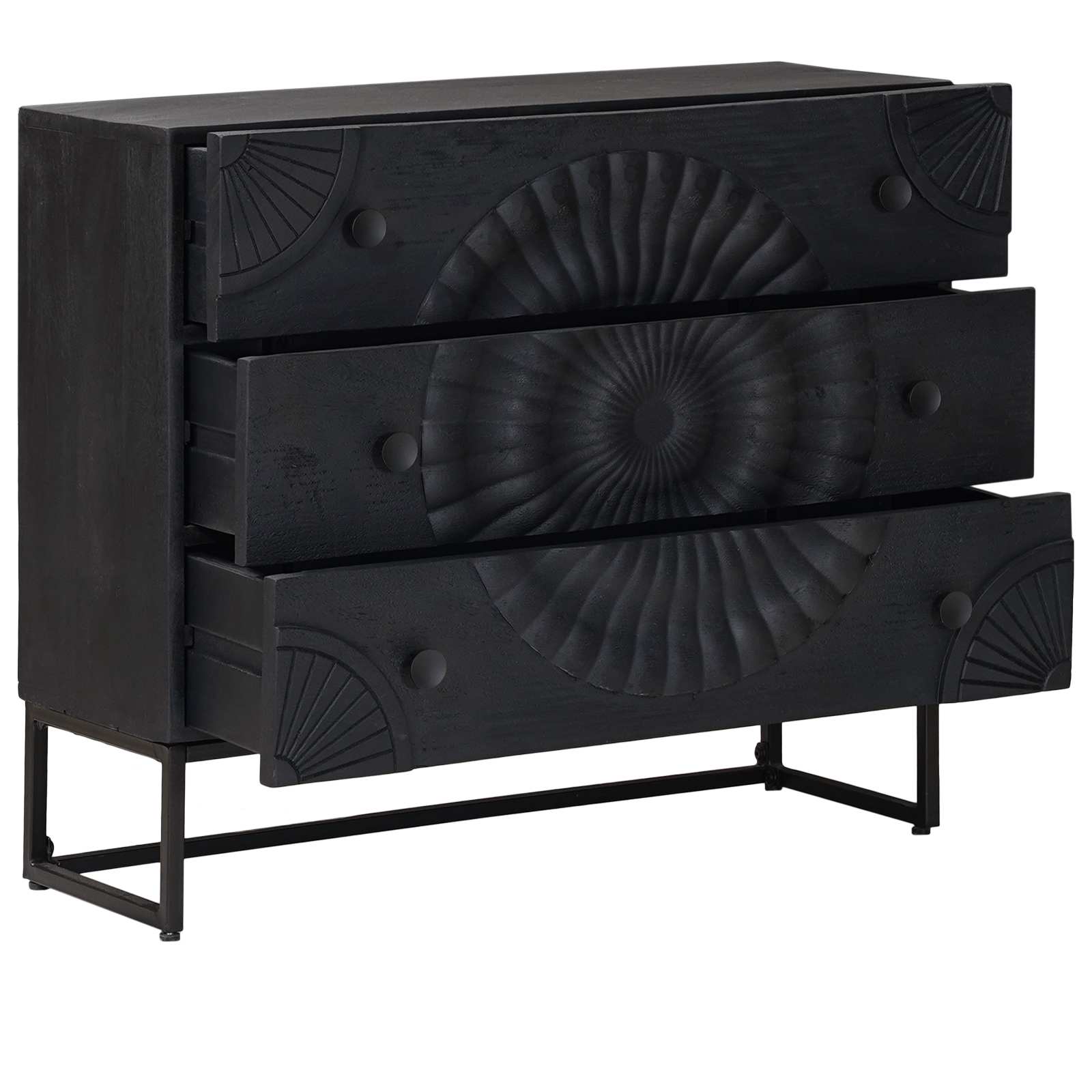 Schubladenschrank Schwarz 75 x 30 x 65 cm