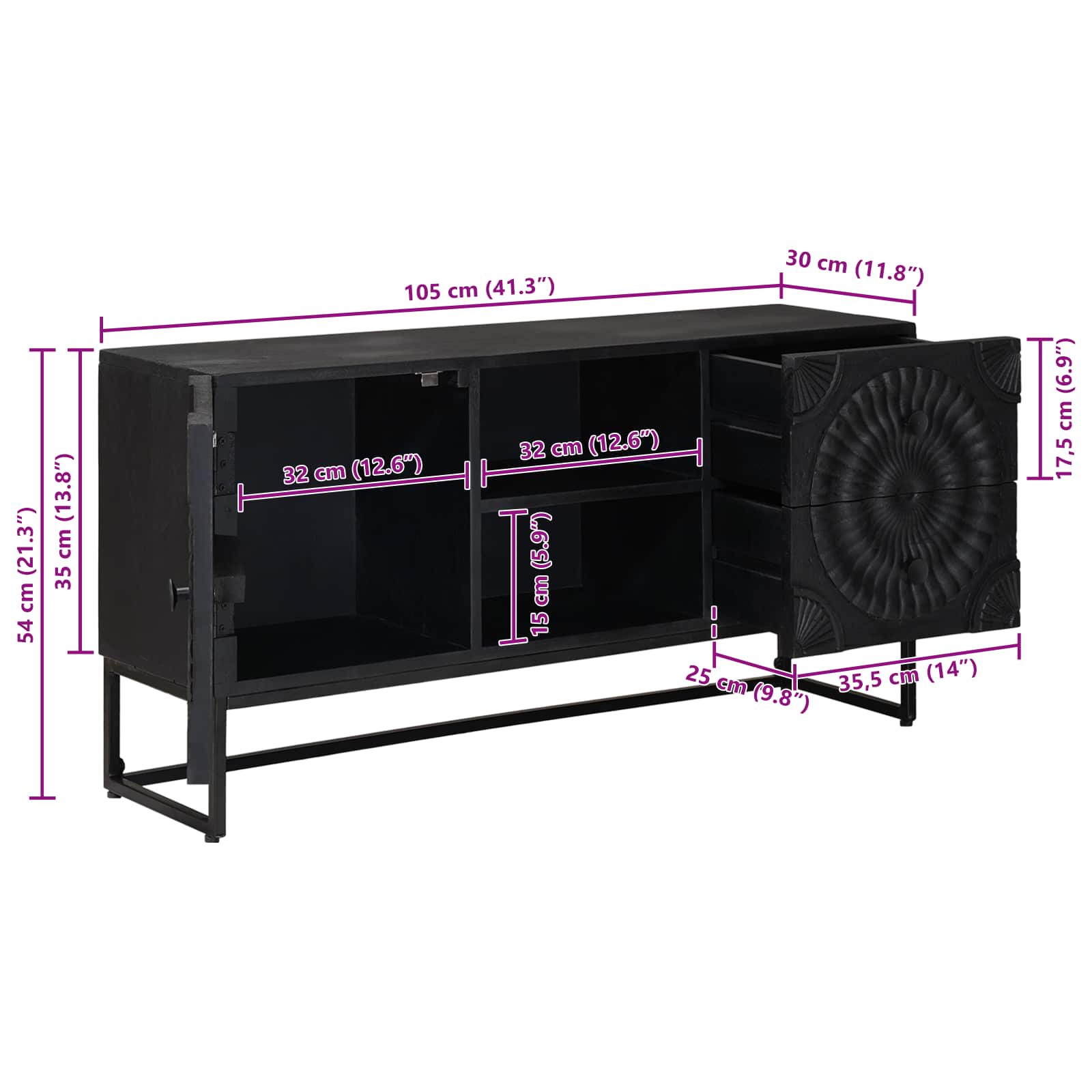 TV-Schränk Schwarz 105 x 30 x 54 cm