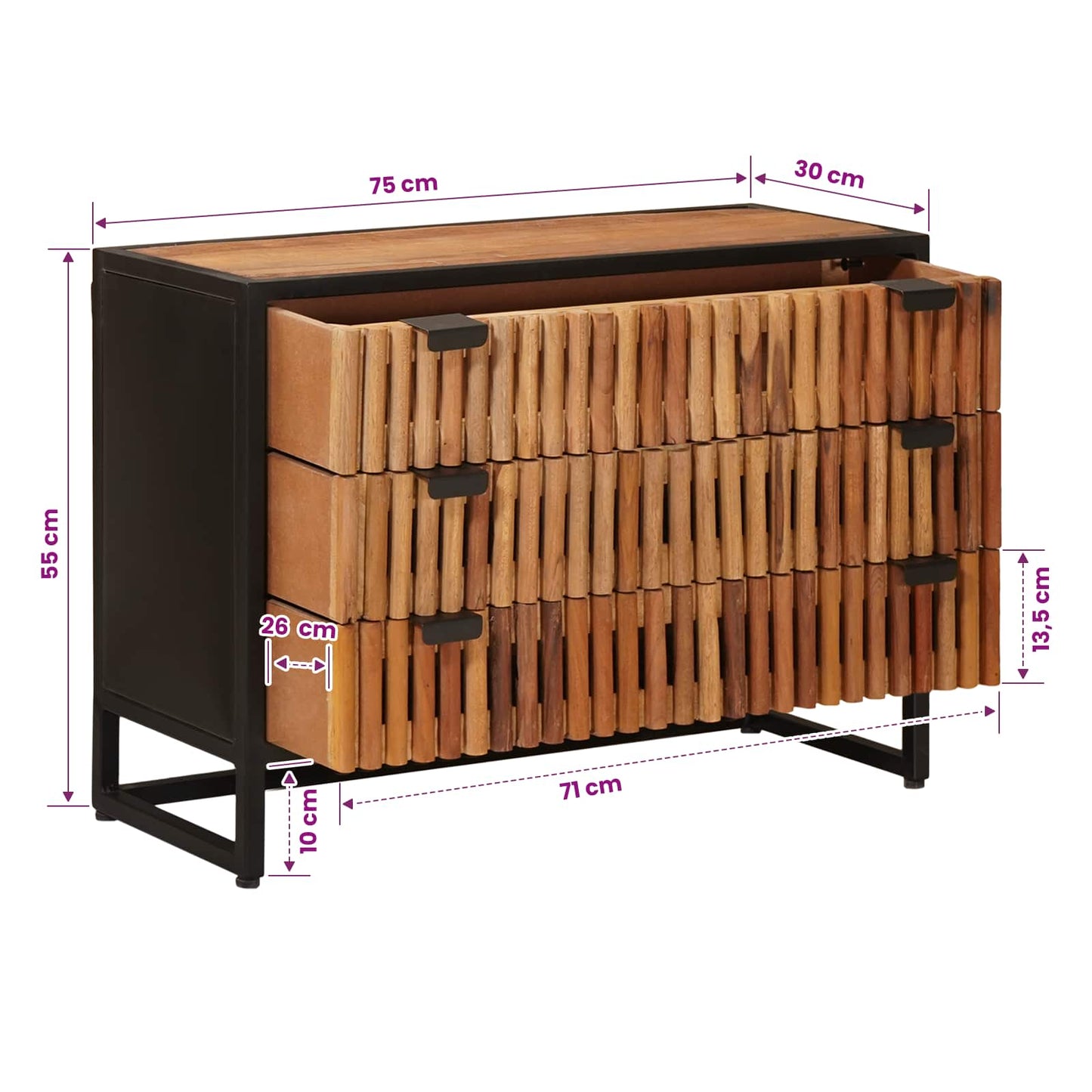 Schubladenschrank mit Schubladen 75 x 30 x 54 cm